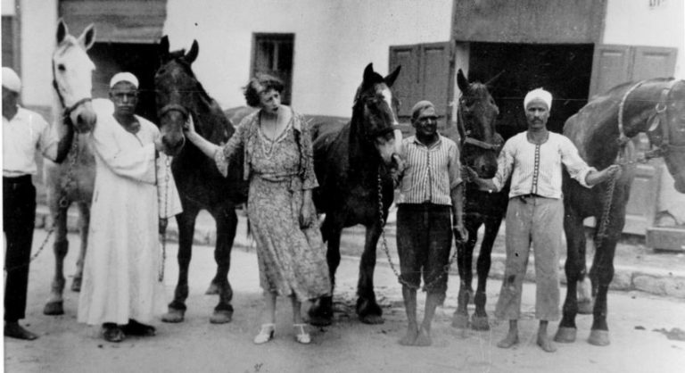 Dorothy Brooke with horses at the  Brooke Hospital for Animals in Cairo www.BrookeUSA